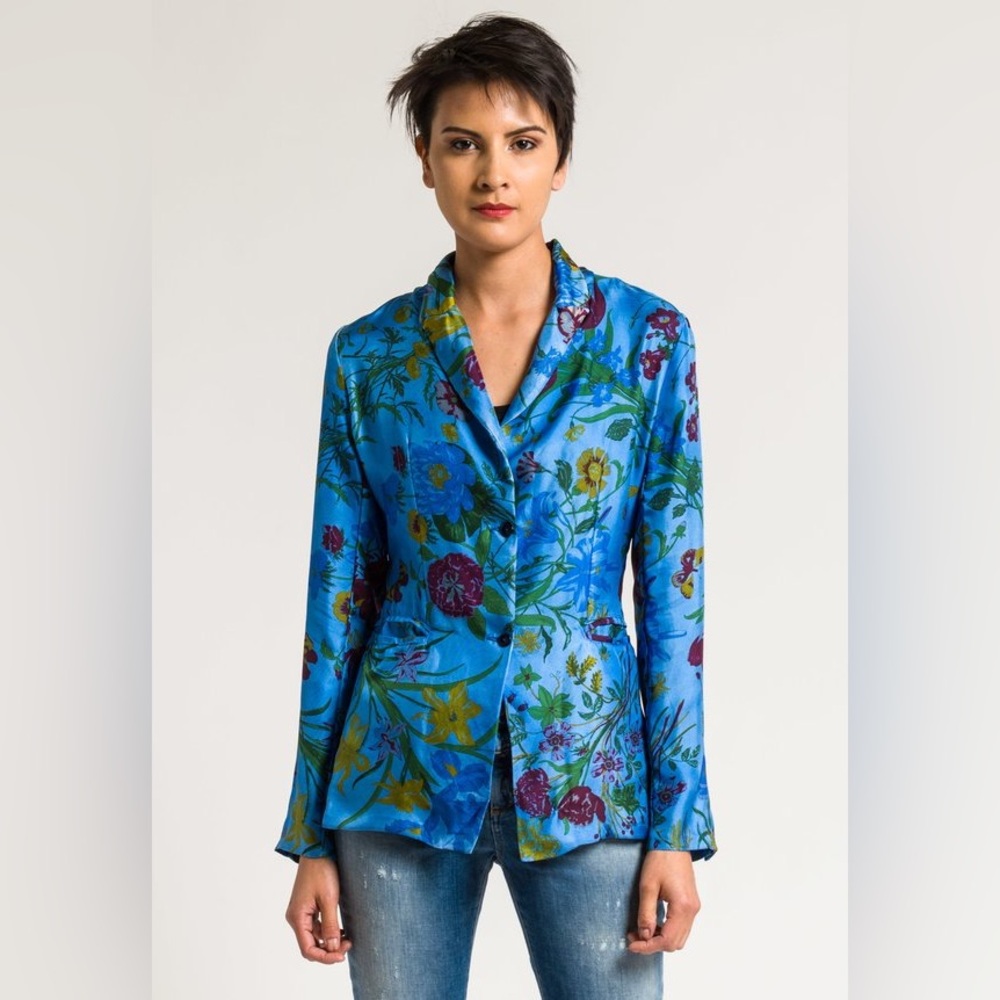 Avant Toi Multicolor Silk Floral Blazer in XS